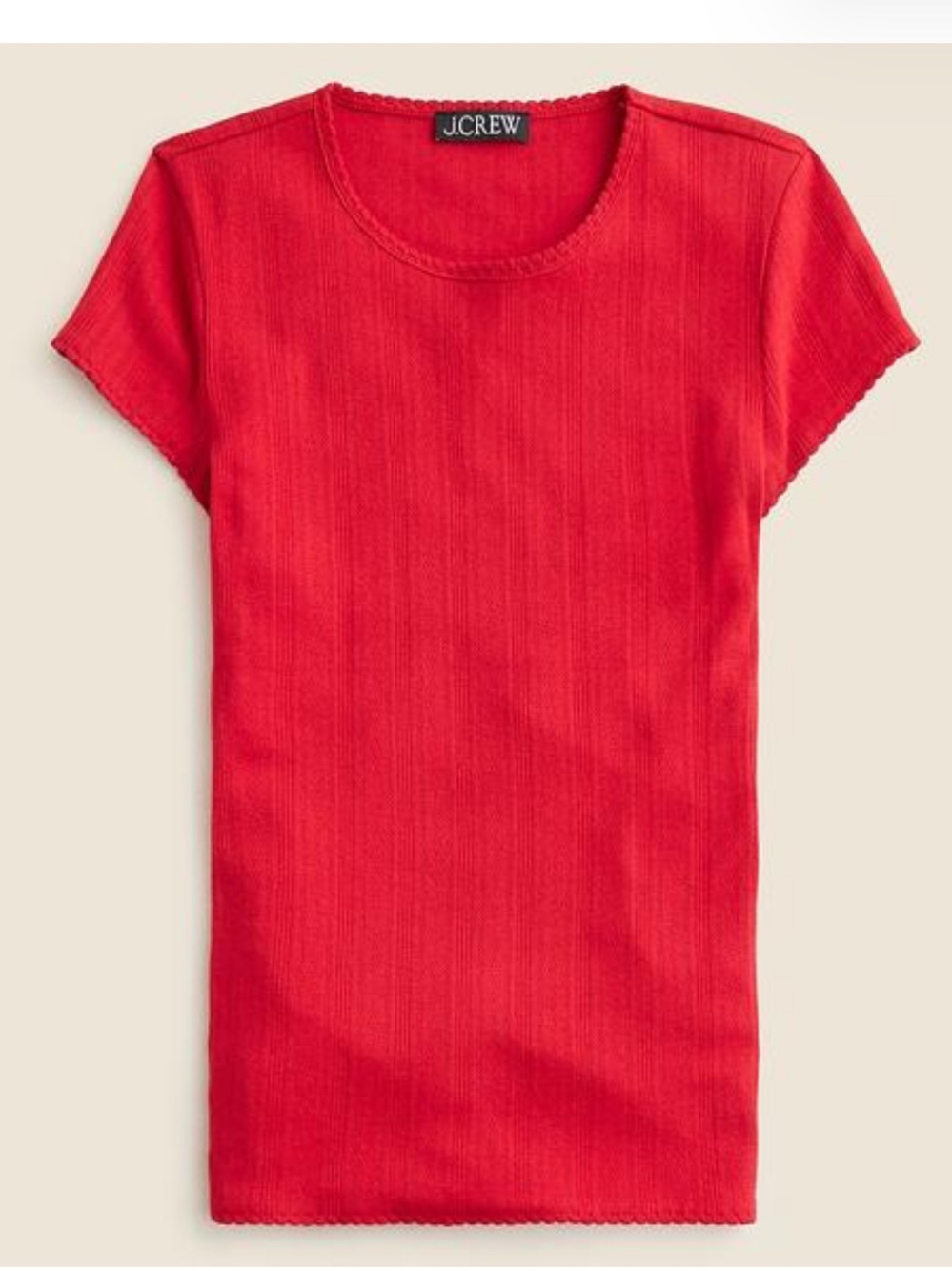 J. Crew Red Short Sleeve pointelle Crewneck Tee